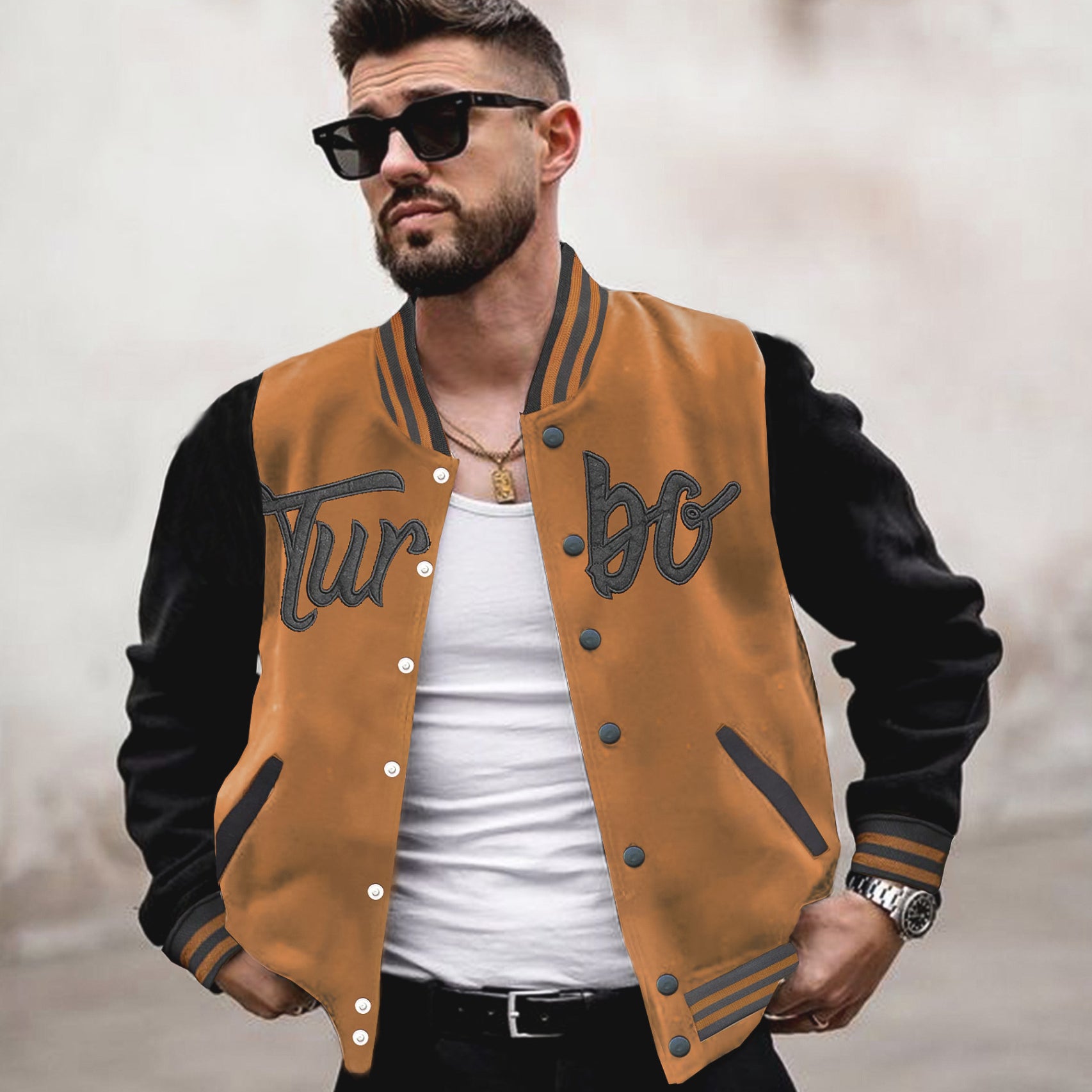 Turbo Button Style Men's Varsity Jacket