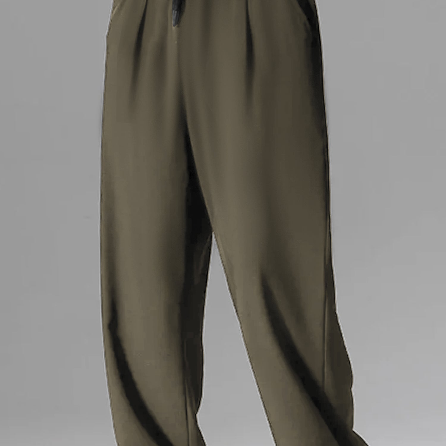 Relaxed Straight Baggy Loose Bottom Trouser in Olive Green