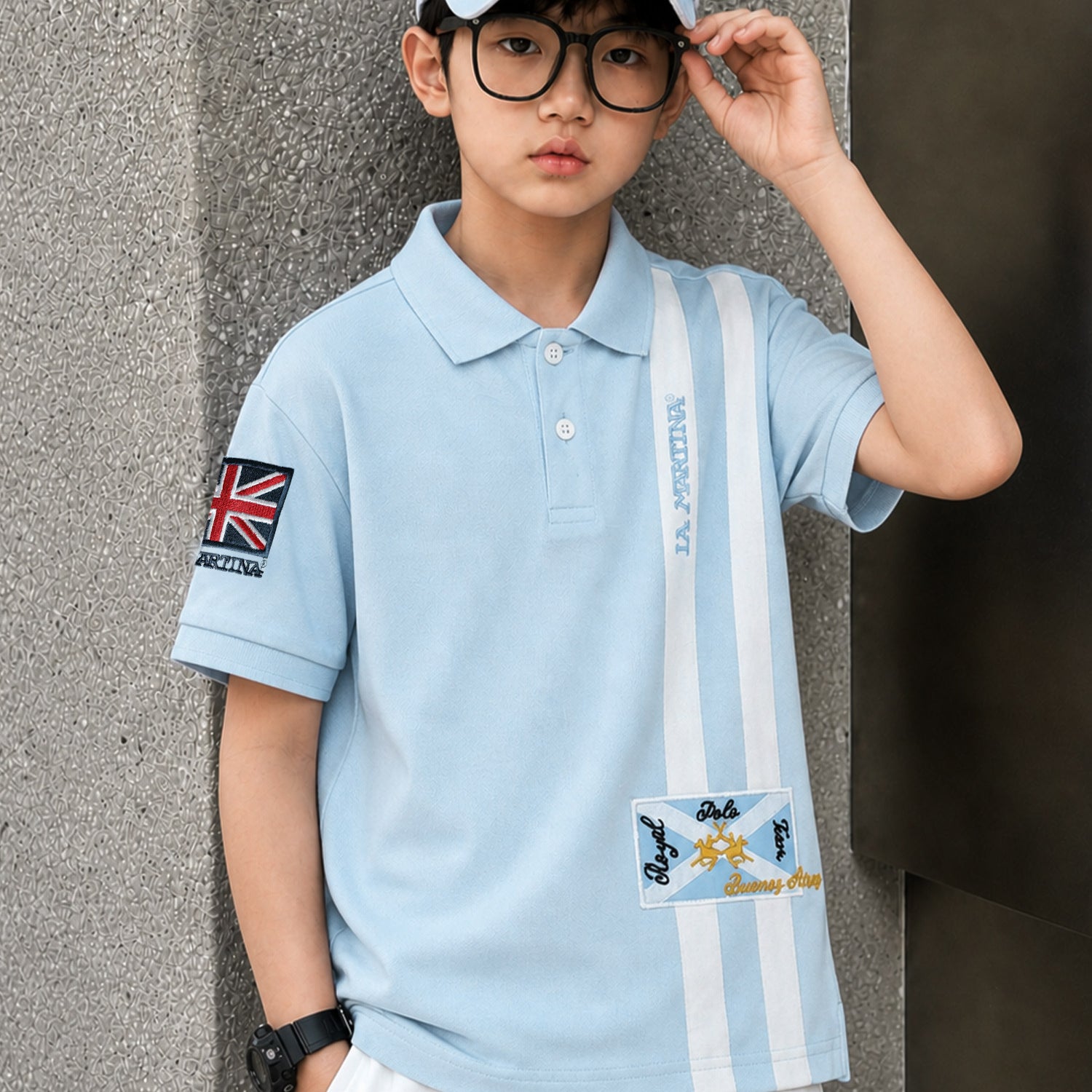 LA Mrtin Side Striped Style Younger Kids Polo Shirt