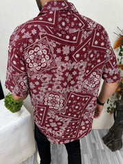 Bandana Design Half Sleeve Linen Casual Shirt
