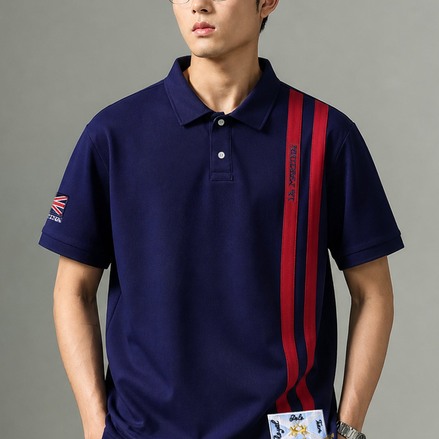 LA Mrtin Side Striped Style Men's Polo Shirt