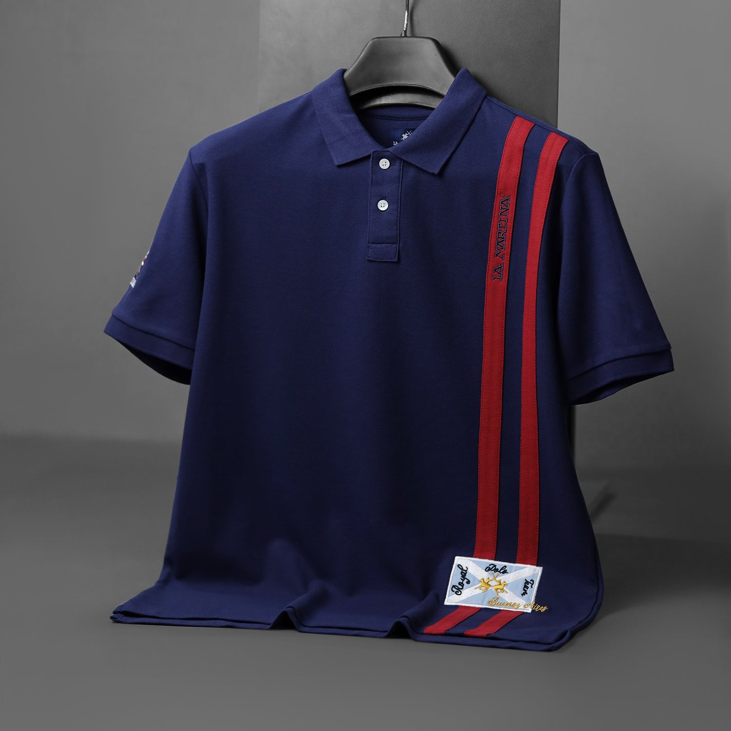 LA Mrtin Side Striped Style Men's Polo Shirt
