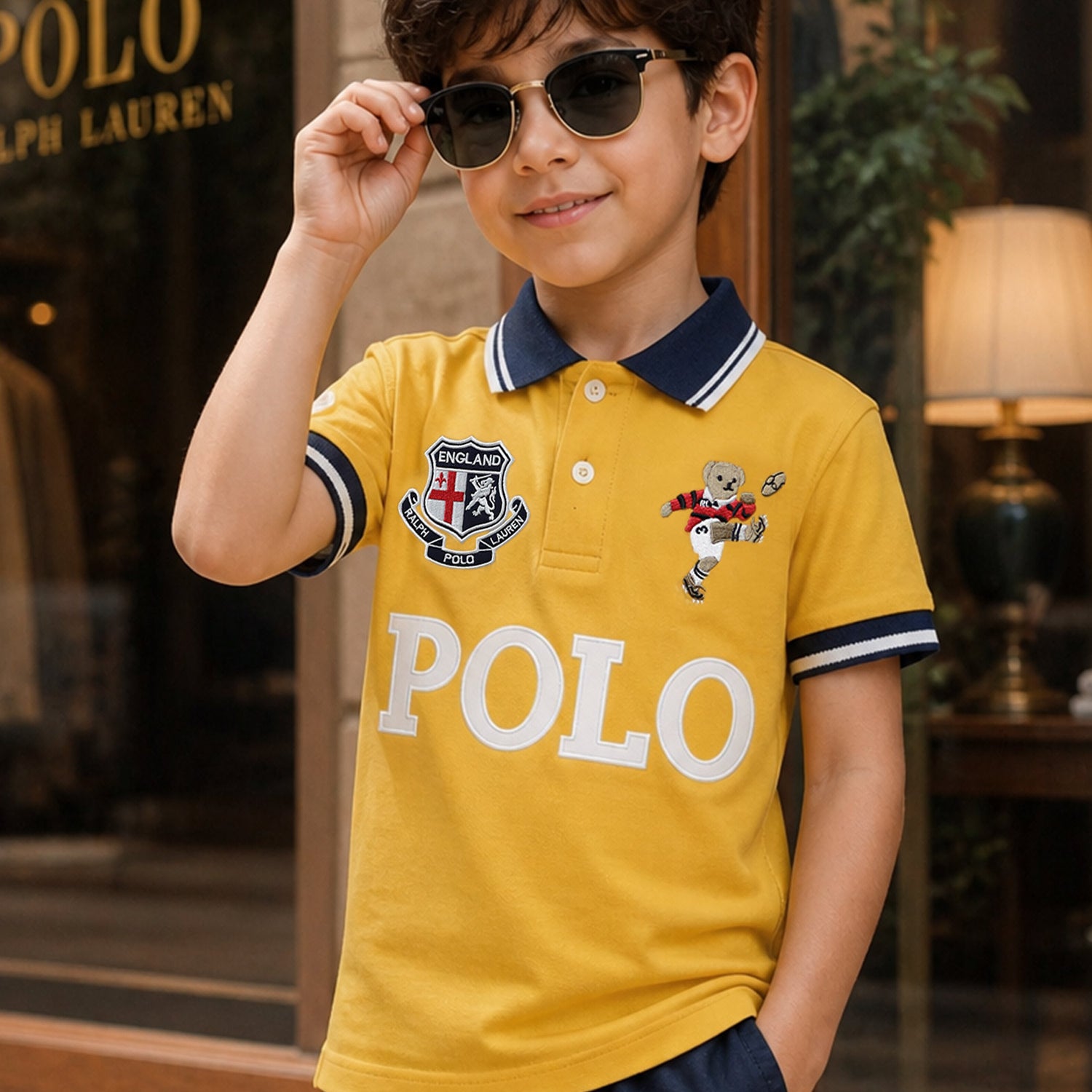 Plo Rph Lren Custom Slim Younger Kids Polo Shirt