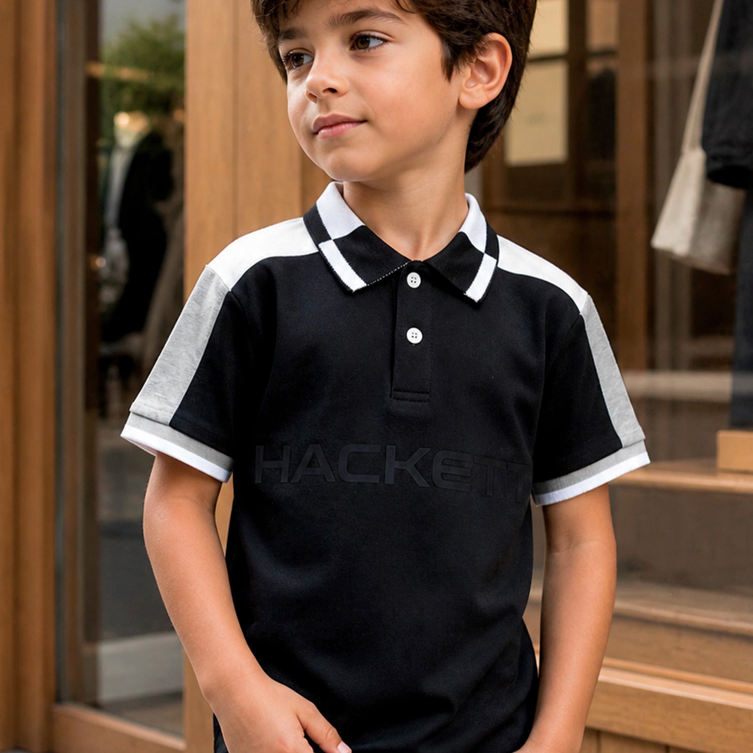 Hcket Contrast Collar Detailing Younger Kids Polo Shirt