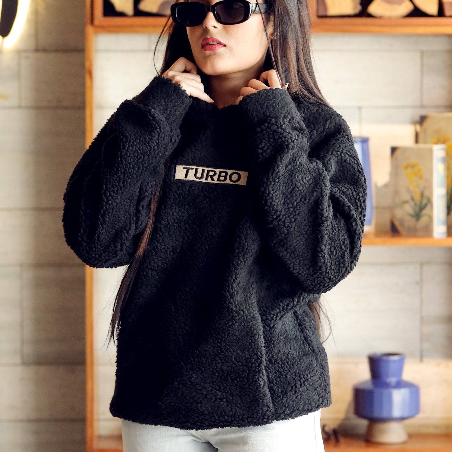 Turbo Cozy Imported Sherpa-Lined Hoodie - Women