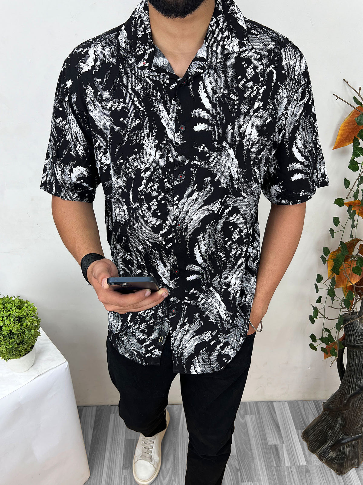 All Over Printed Half Sleeve Linen Casual Shirt