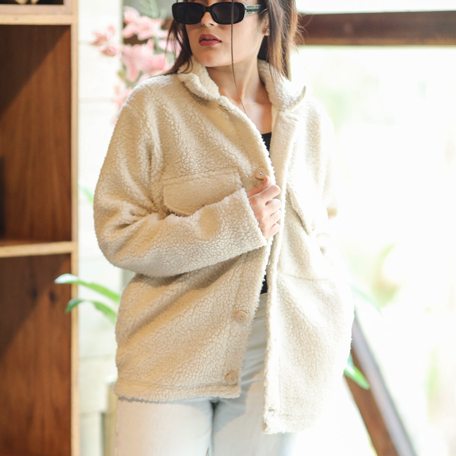 Turbo Pocket Style Sherpa Fleece Light Weight Jacket - Women