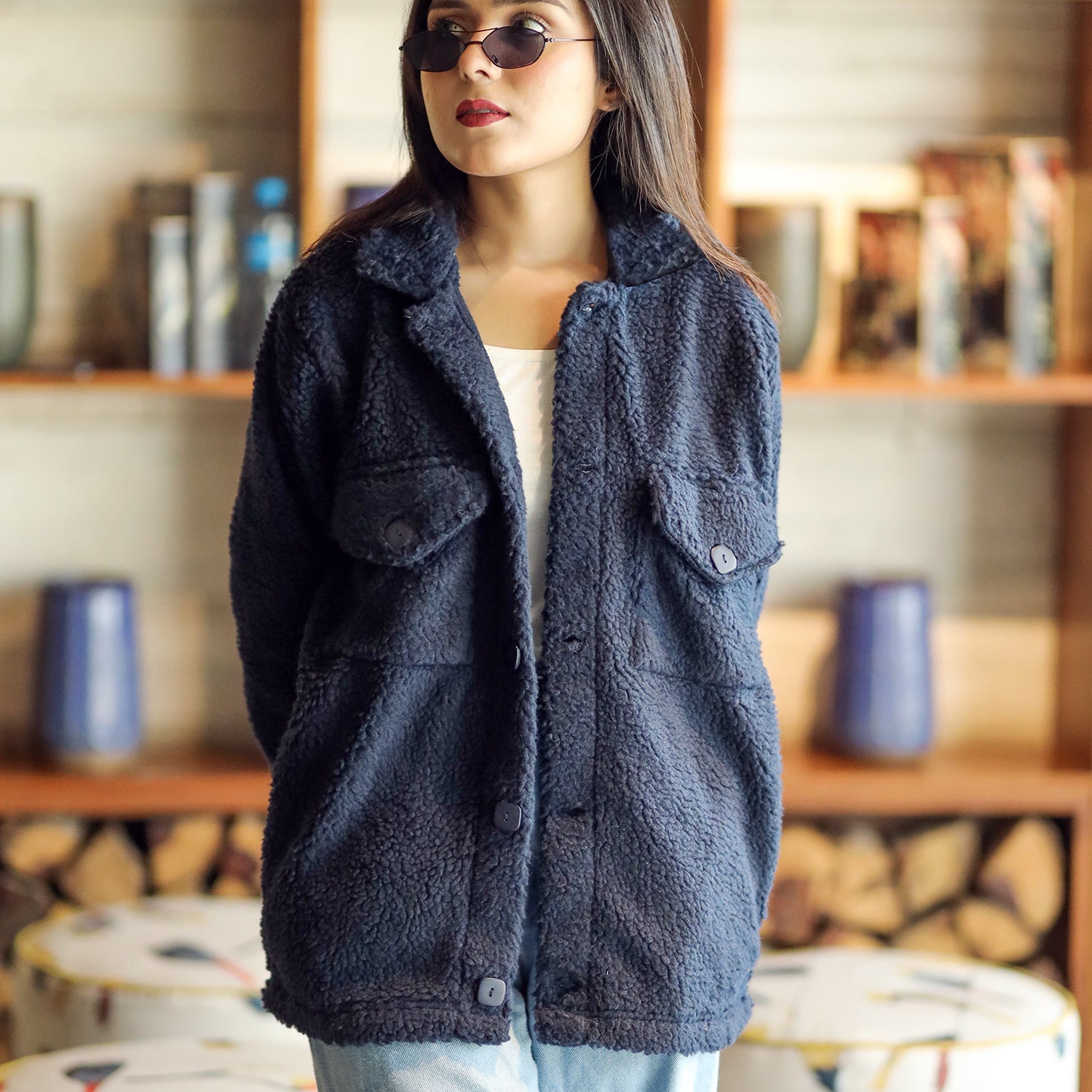 Turbo Pocket Style Sherpa Fleece Light Weight Jacket - Women