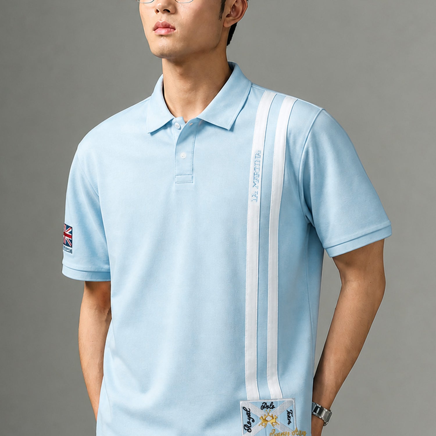 LA Mrtin Side Striped Style Men's Polo Shirt