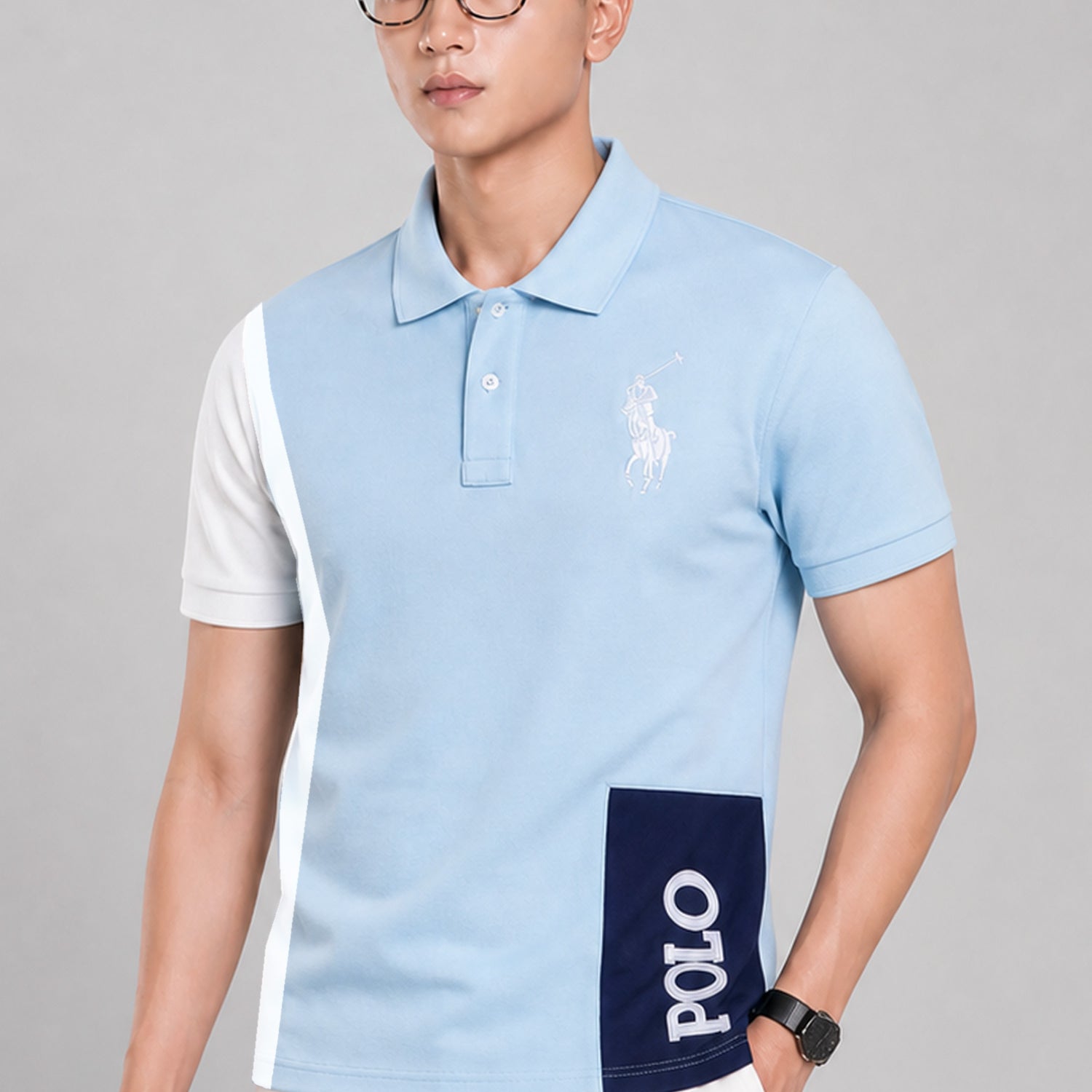 Plo Rph Lren Color-Blocked Style Men's Shirt