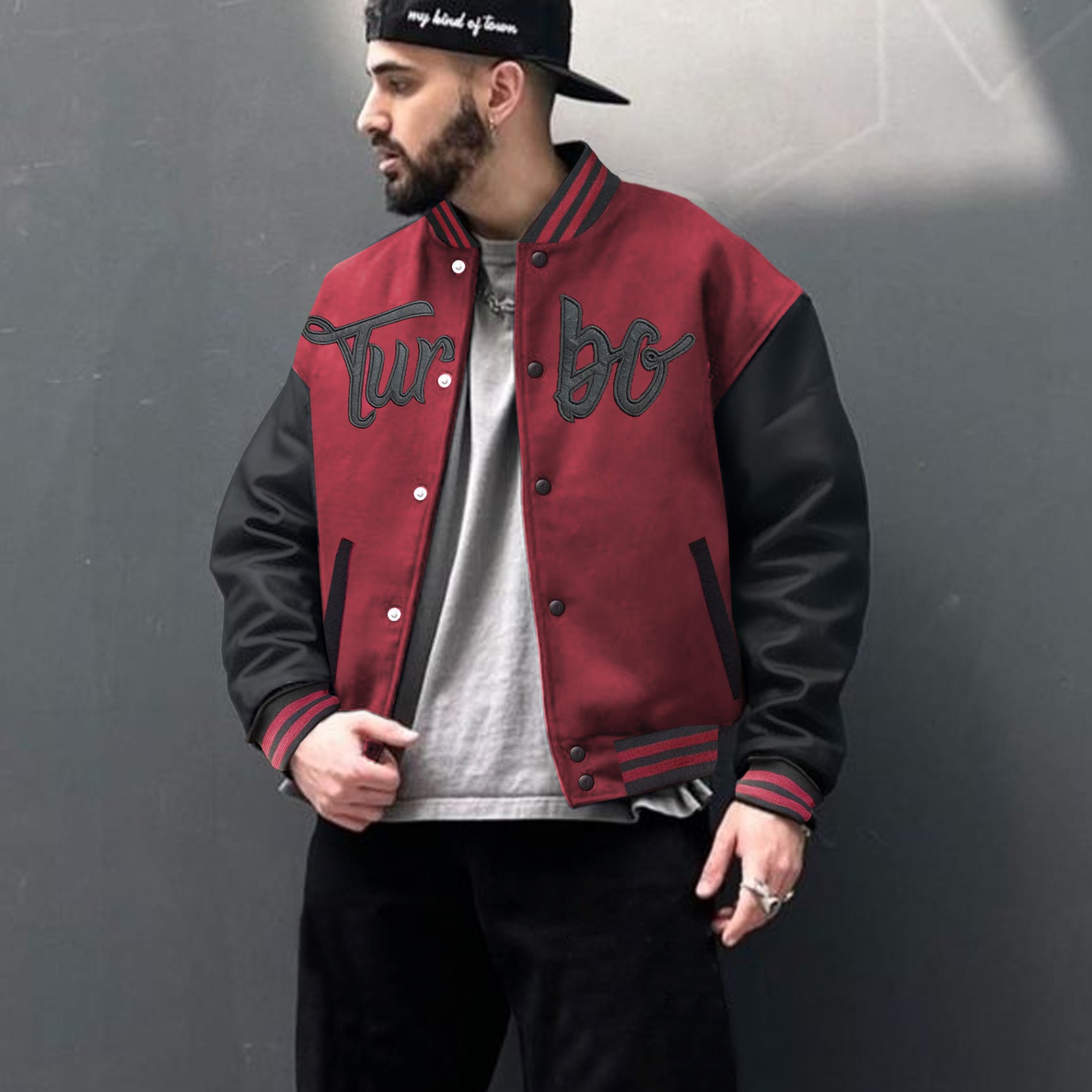 Turbo Button Style Men's Varsity Jacket