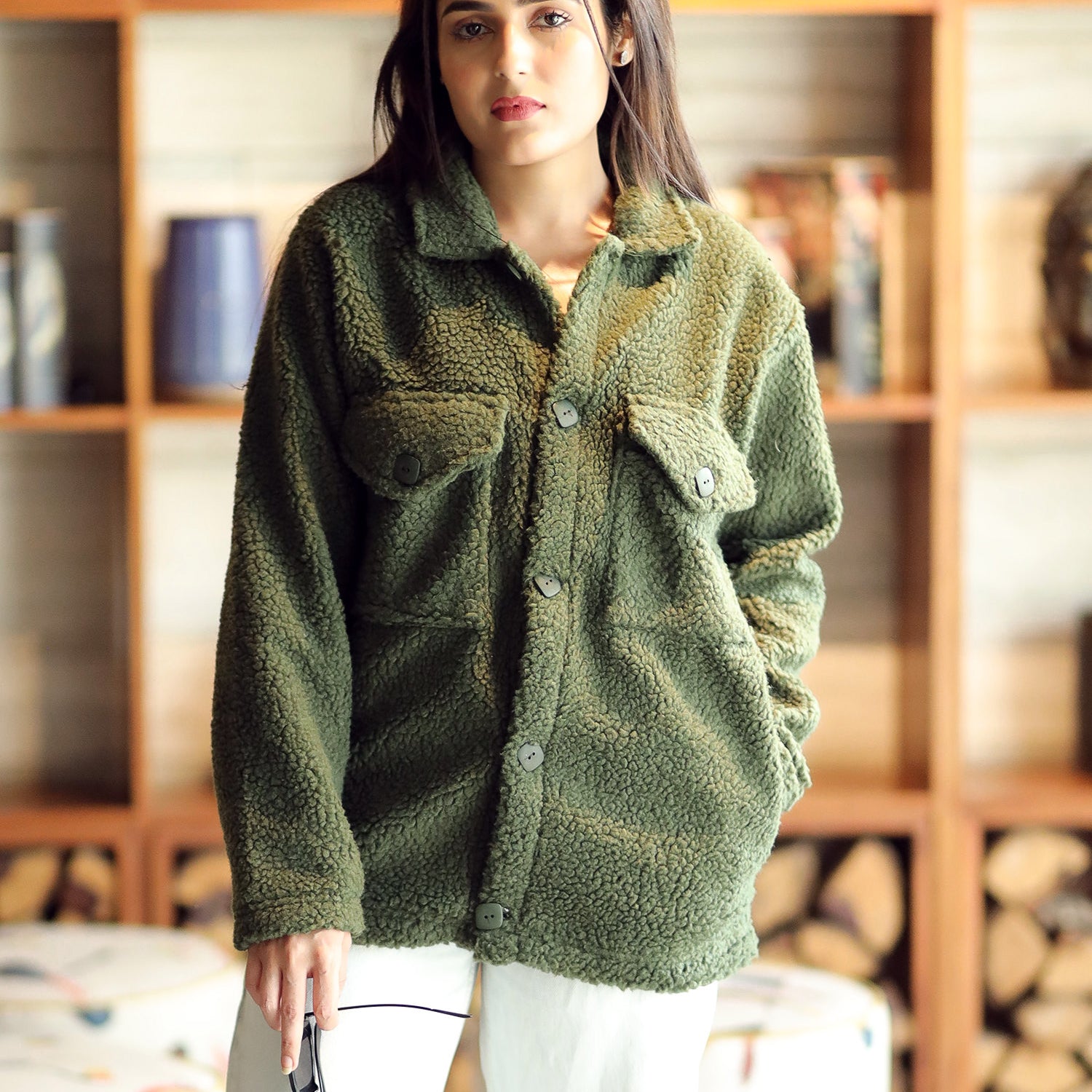 Turbo Pocket Style Sherpa Fleece Light Weight Jacket - Women