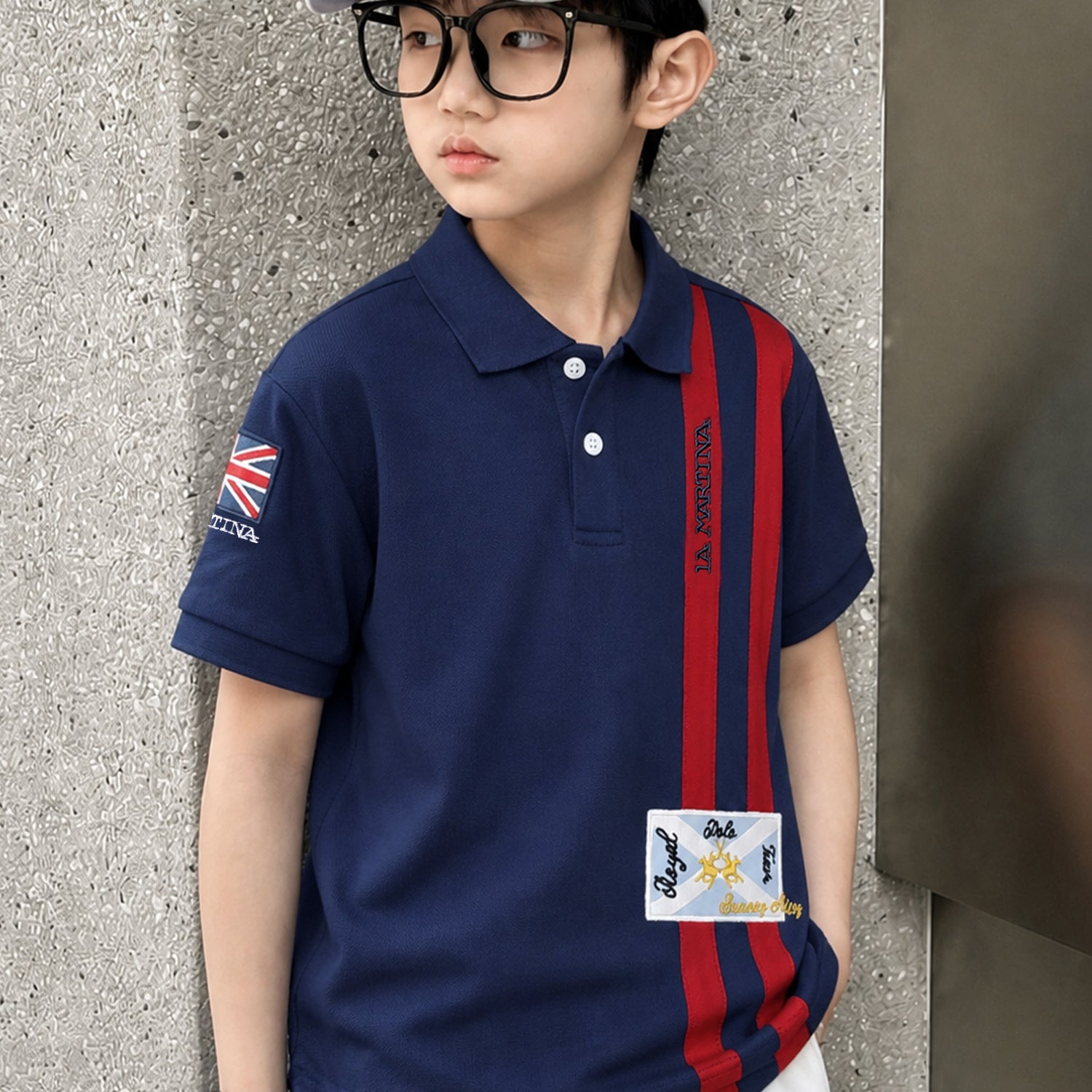 LA Mrtin Side Striped Style Younger Kids Polo Shirt