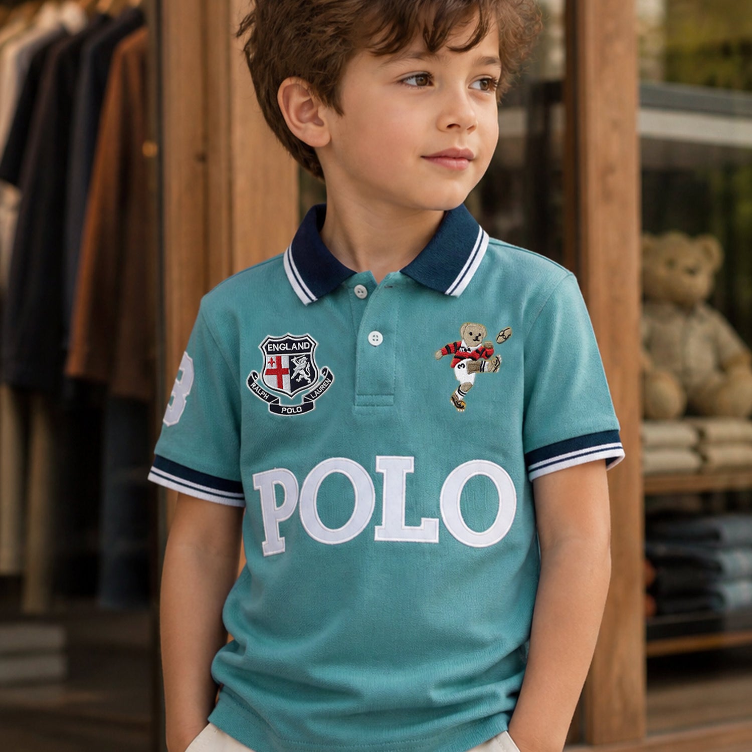 Plo Rph Lren Custom Slim Younger Kids Polo Shirt