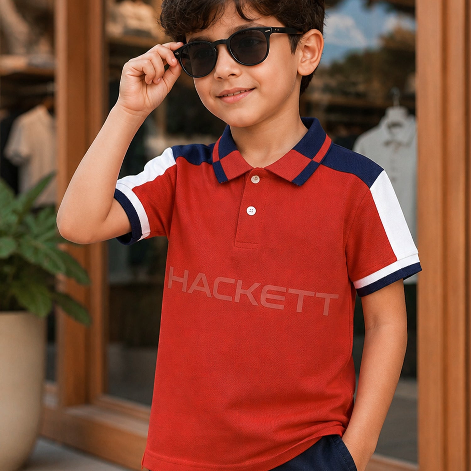 Hcket Contrast Collar Detailing Younger Kids Polo Shirt
