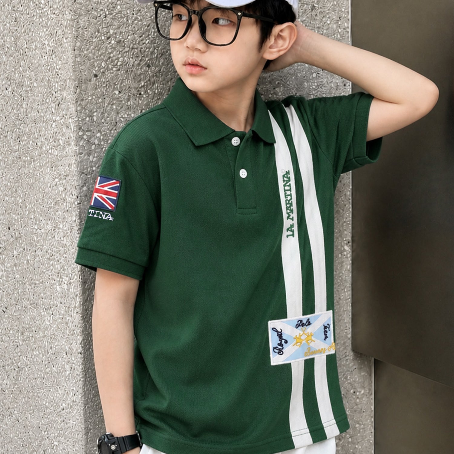 LA Mrtin Side Striped Style Younger Kids Polo Shirt