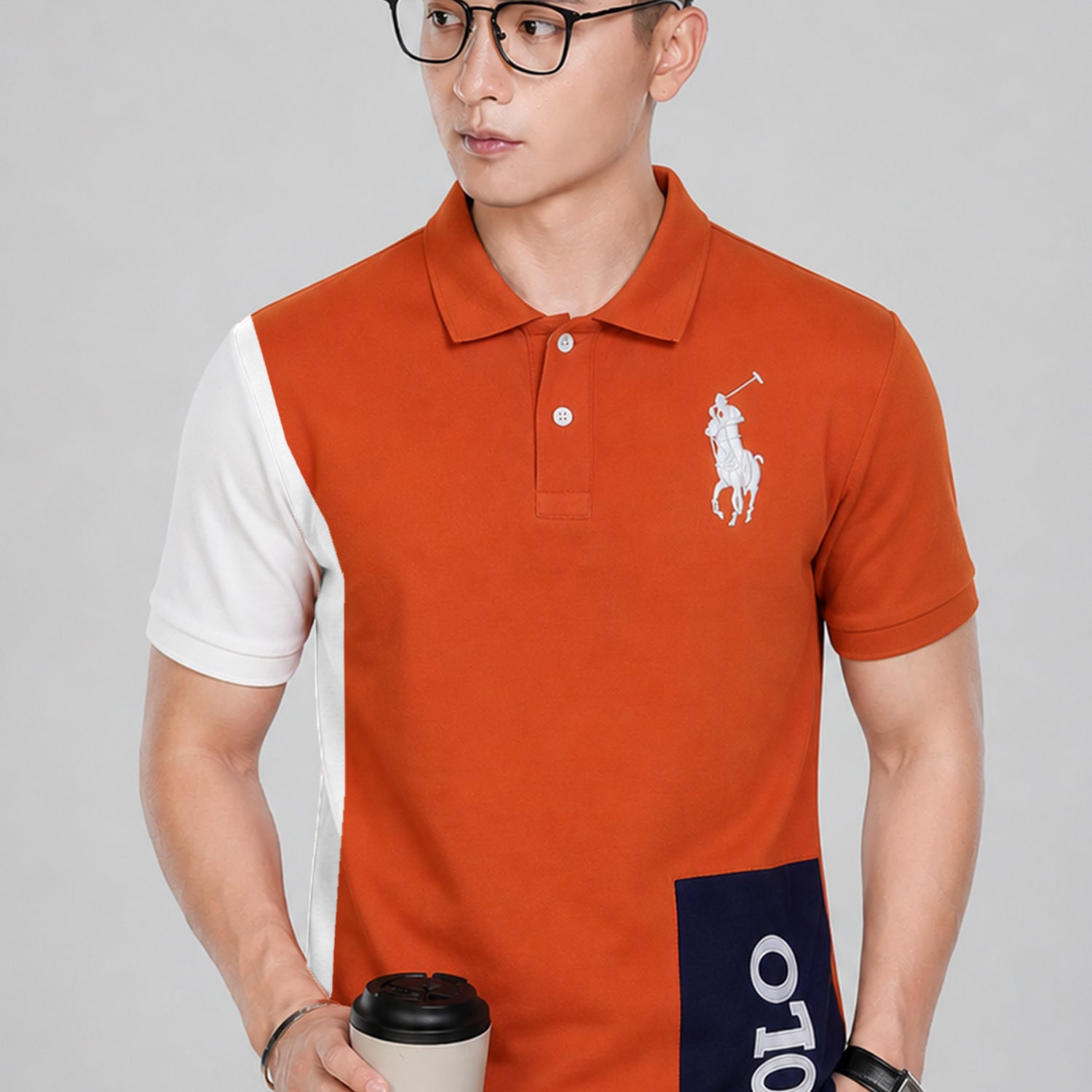 Plo Rph Lren Color-Blocked Style Men's Shirt