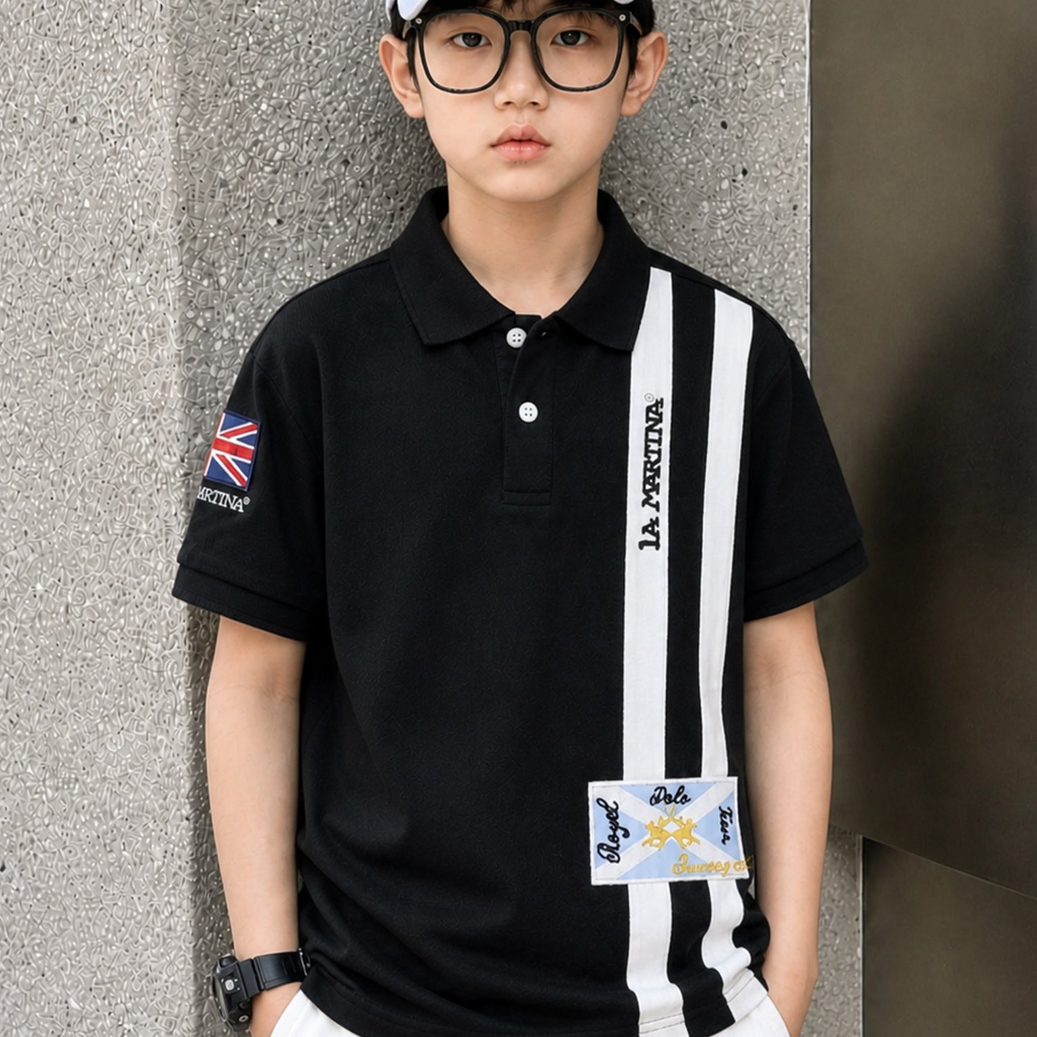 LA Mrtin Side Striped Style Younger Kids Polo Shirt