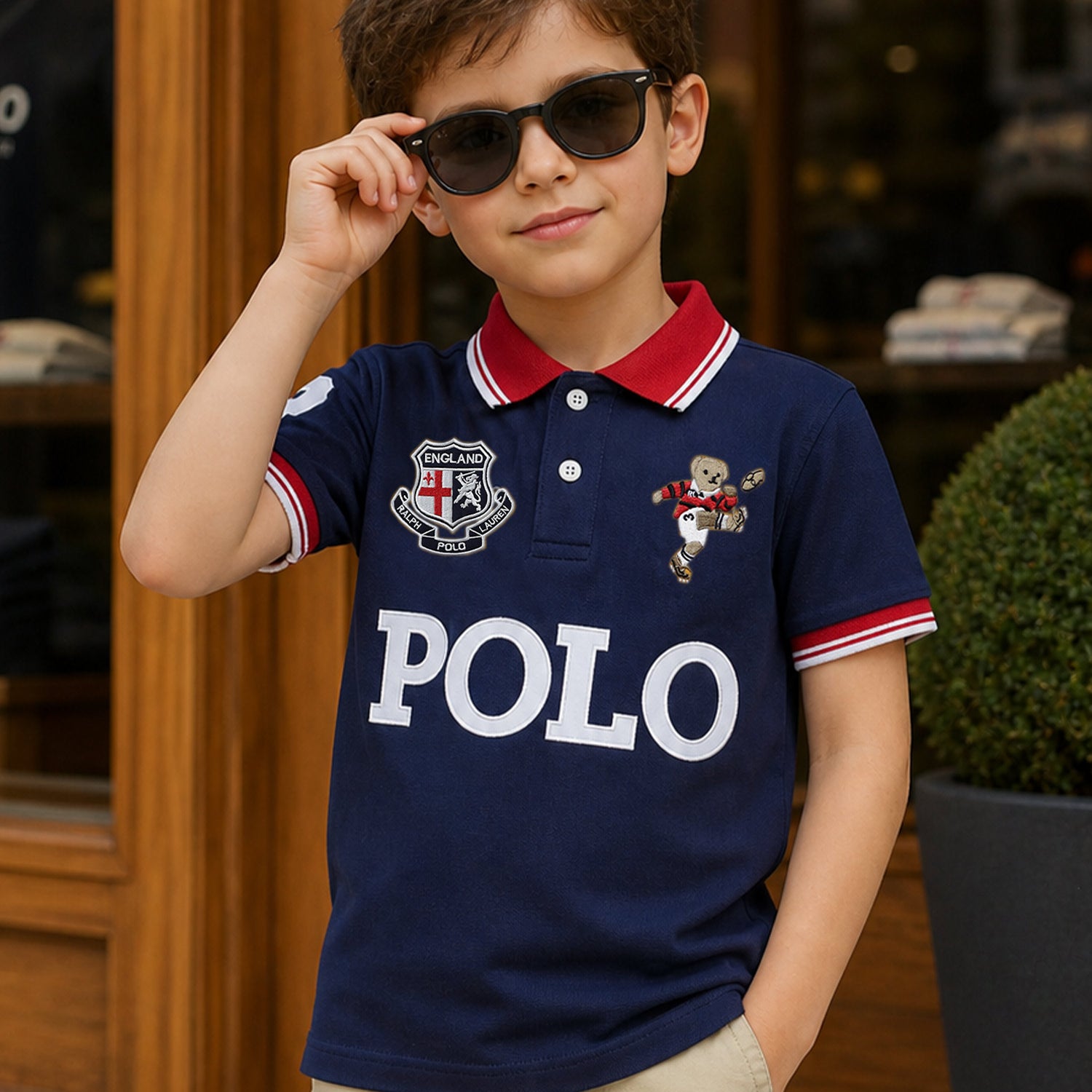Plo Rph Lren Custom Slim Younger Kids Polo Shirt