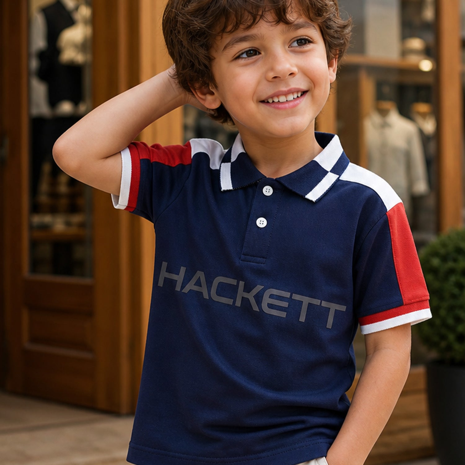 Hcket Contrast Collar Detailing Younger Kids Polo Shirt