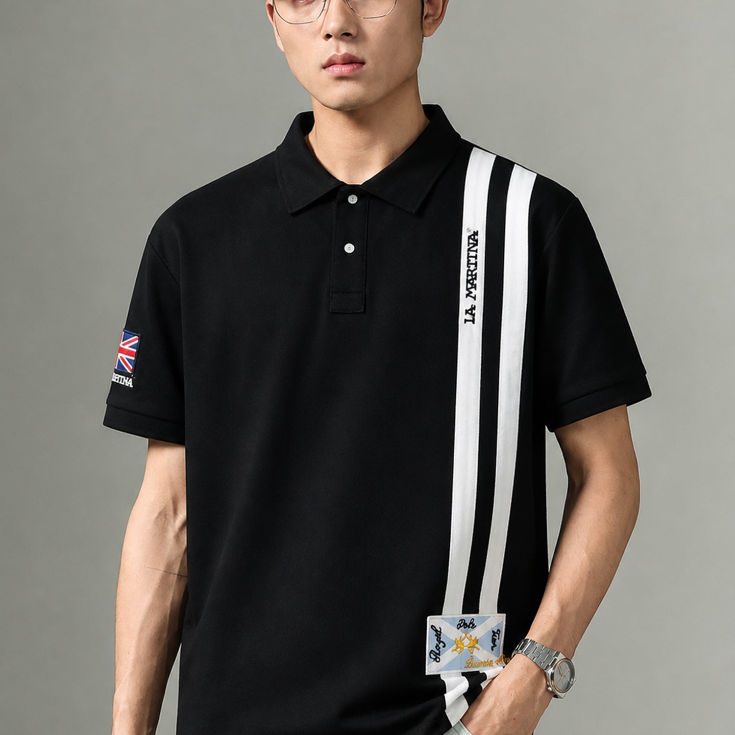LA Mrtin Side Striped Style Men's Polo Shirt
