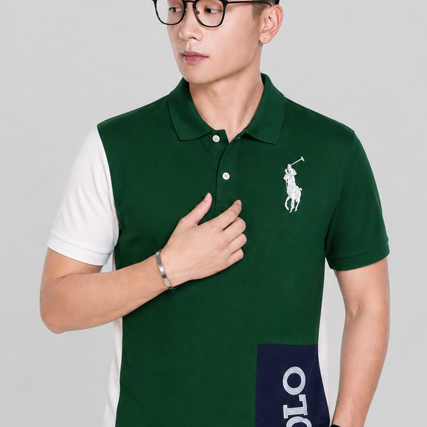 Plo Rph Lren Color-Blocked Style Men's Shirt