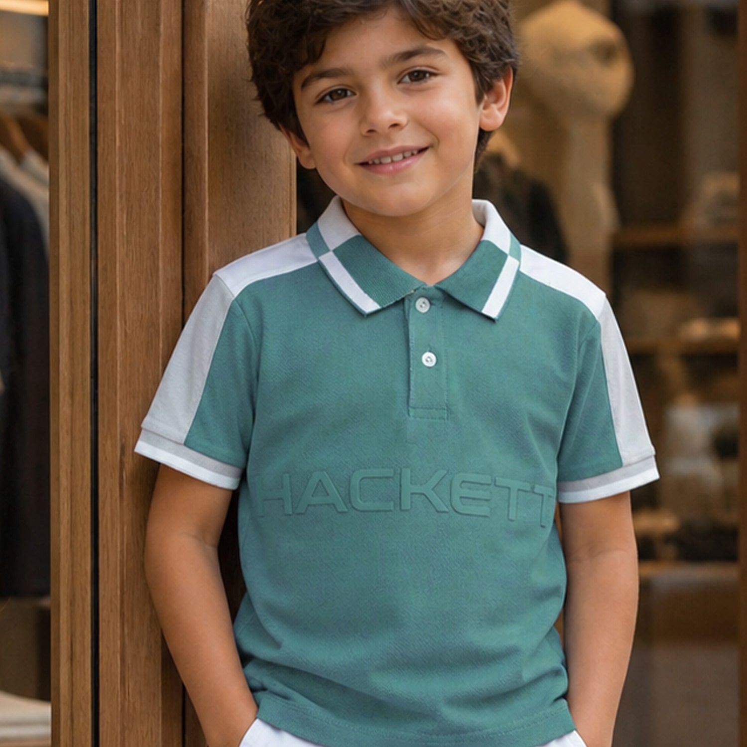 Hcket Contrast Collar Detailing Younger Kids Polo Shirt