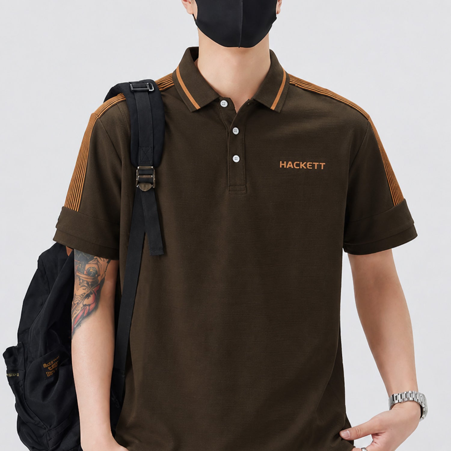 Hcket Contrasting Striped Sleeves Men's Polo Shirt