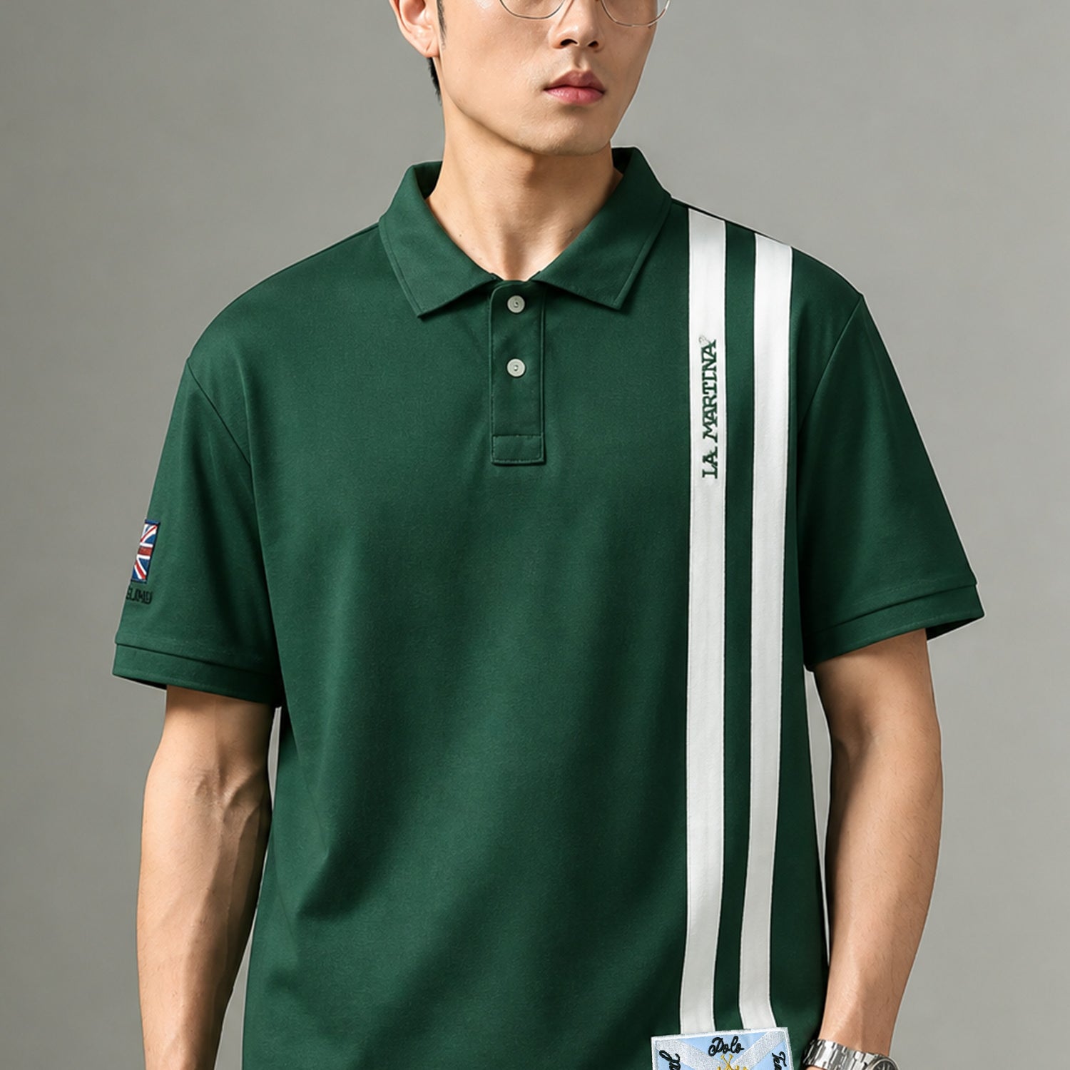 LA Mrtin Side Striped Style Men's Polo Shirt