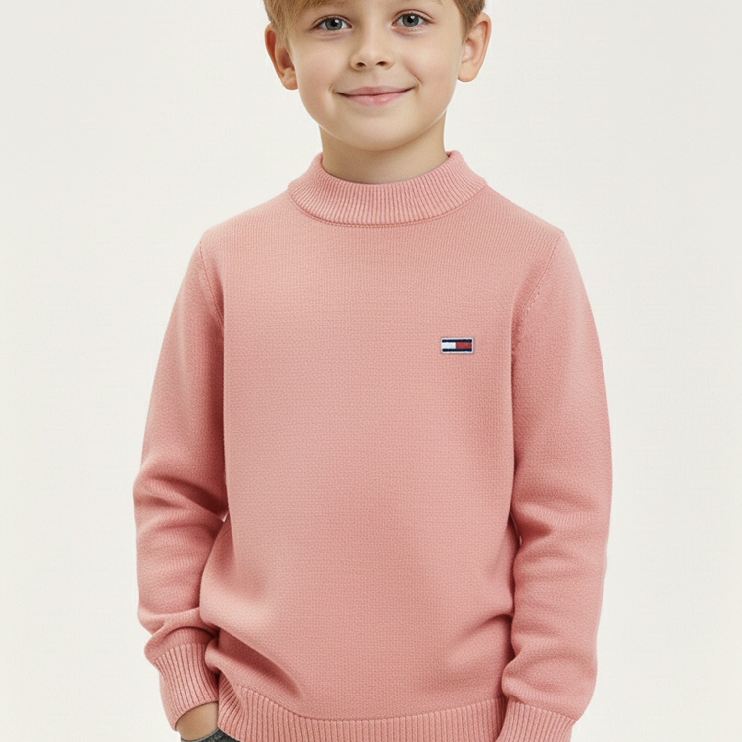 Tmy Reg Badge Mock Neck Imported Younger Kids High Neck