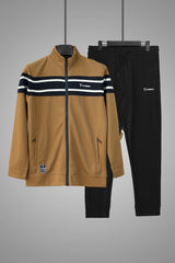 Turbo Color-Block Panel Standing Collar Zipper Tracksuit