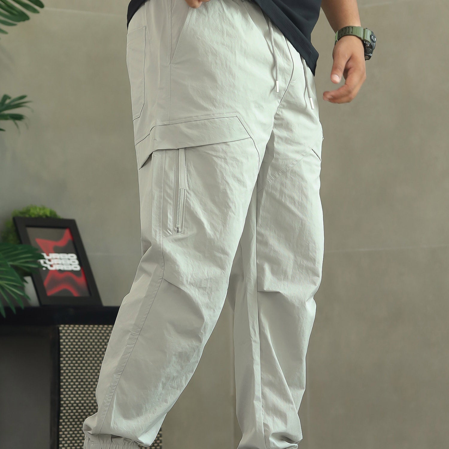 Men's Zipper Pockets Style Cargo Trouser
