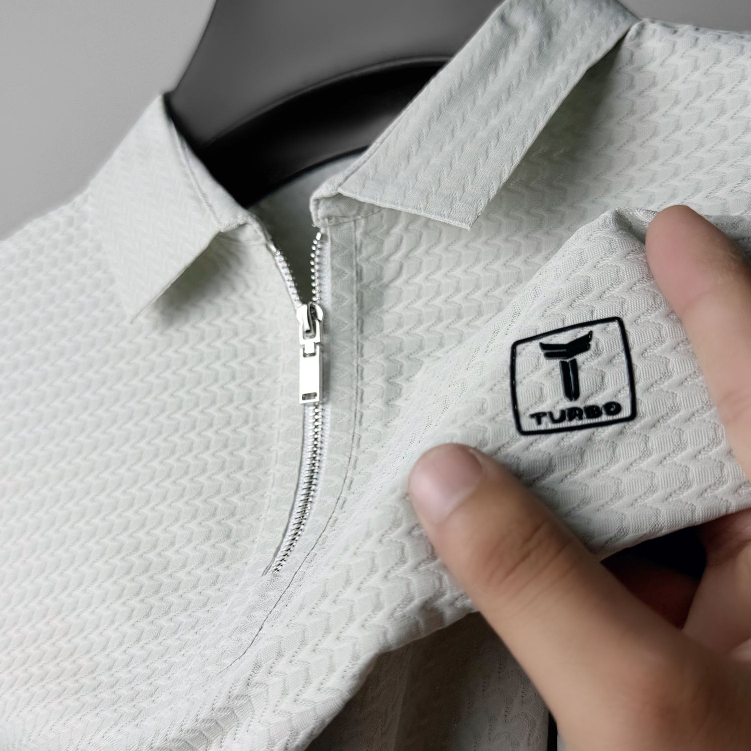 Turbo Elite Weave Textured Zipper Men's Polo Shirt