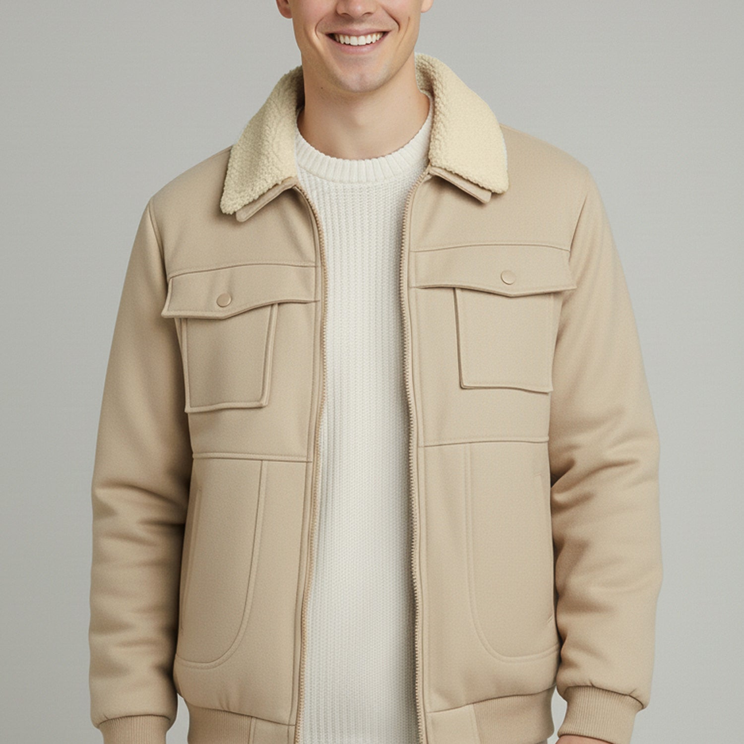 Wind proof Long Sleeve Imported Men's Suede Jacket