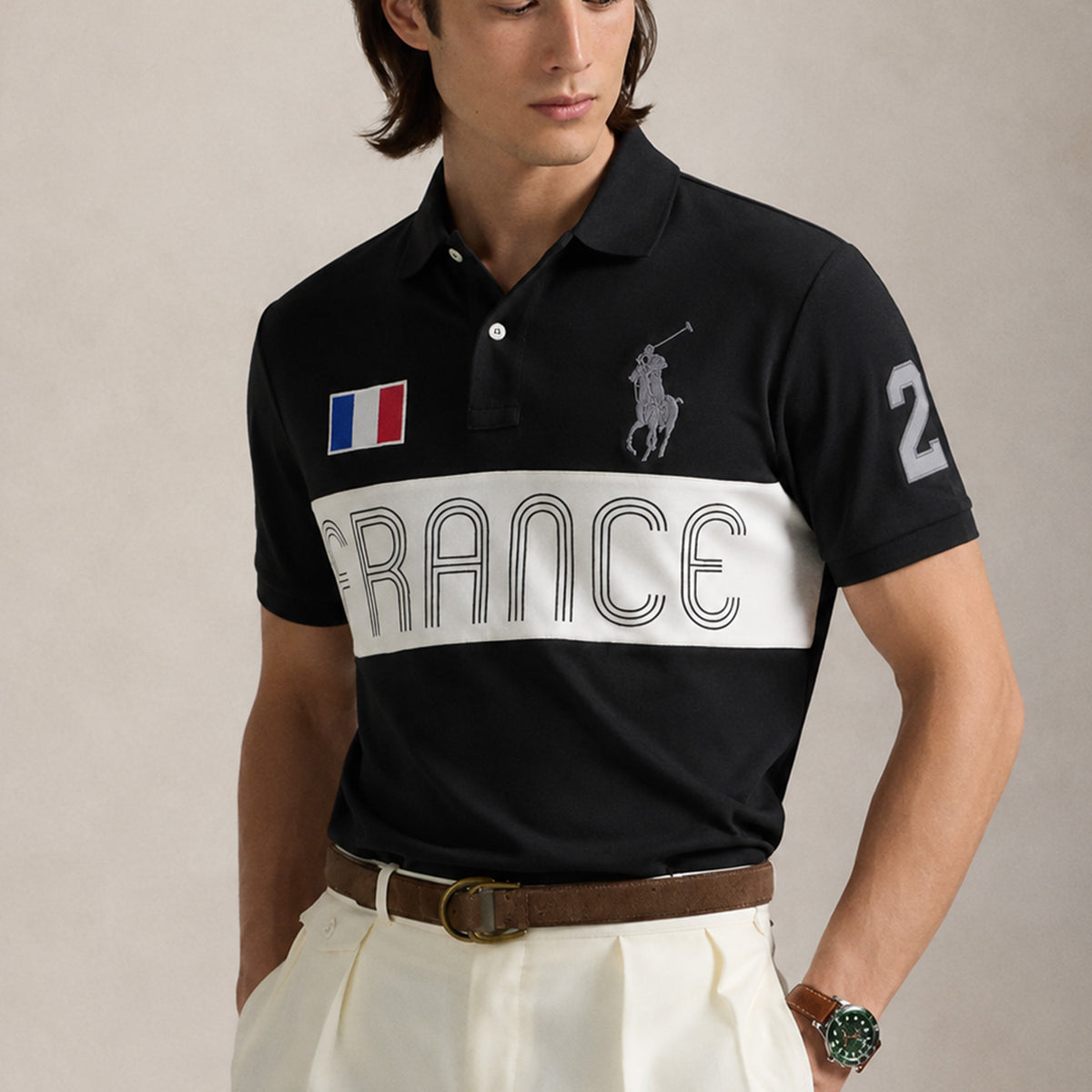 Plo Rph Lren France Big Logo Rugby Men's Polo Shirt