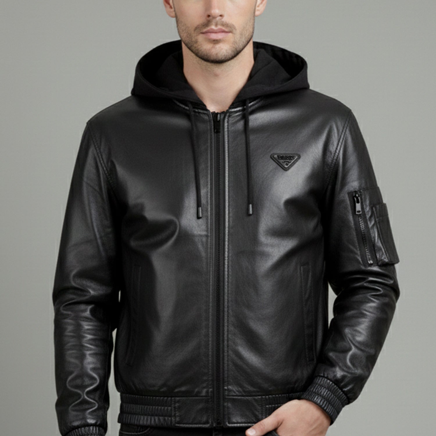 Sleeve Pocket Style Suede Leather Jacket