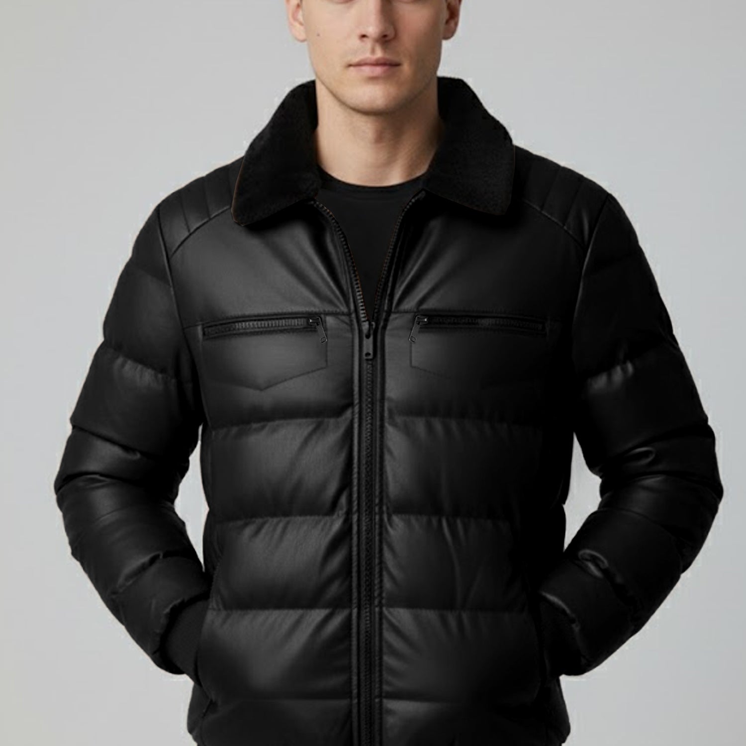 Turbo Turn-down Fur Collar Men's Imported Puffer Jacket