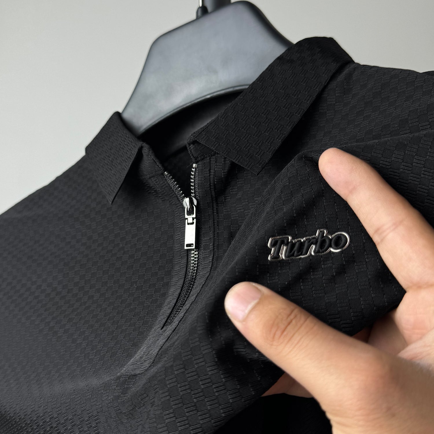 Turbo Abstract Symmetry Zip-Collar Men's Polo Shirt