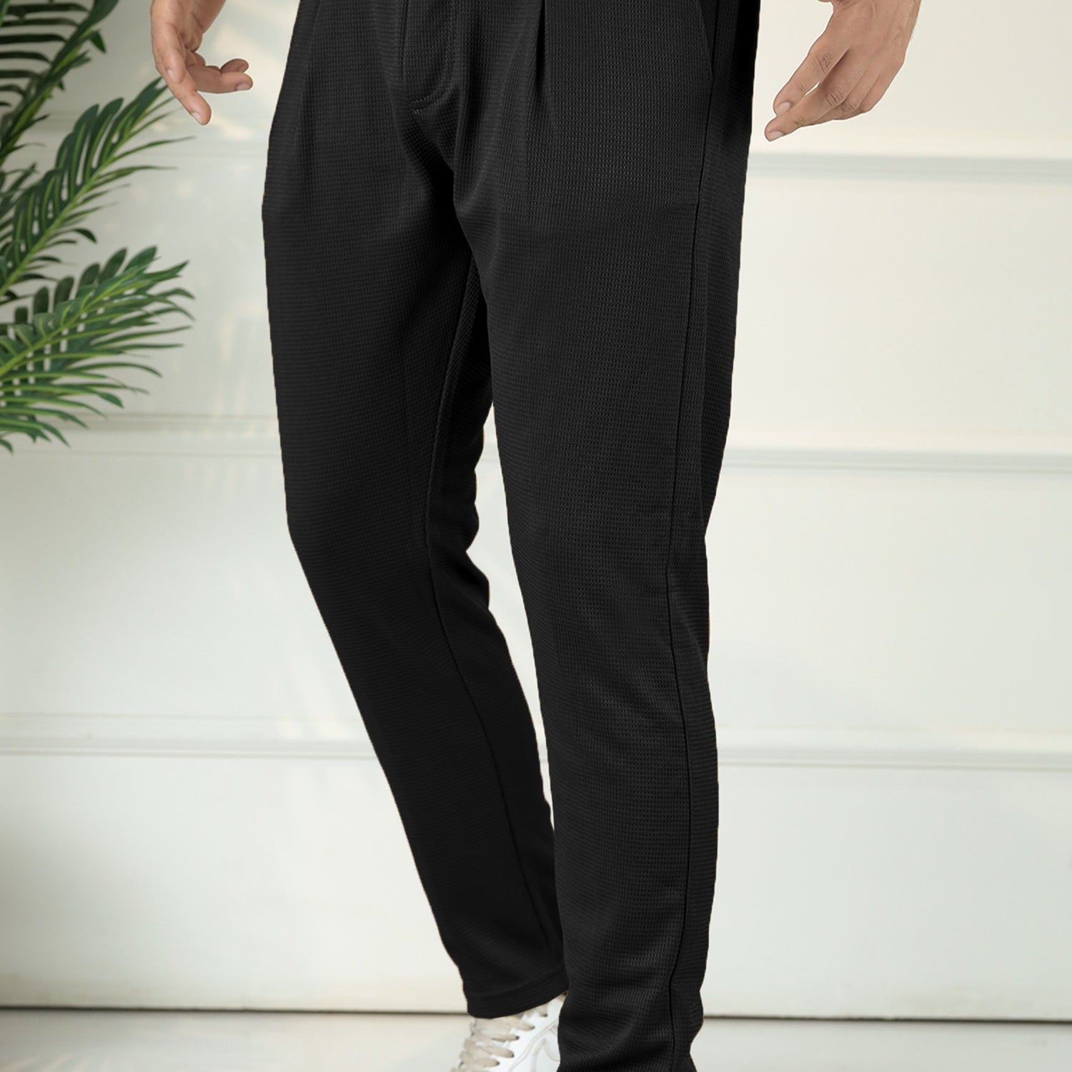 Turbo Urban-Fit Single Plate Waffle Trouser In Black