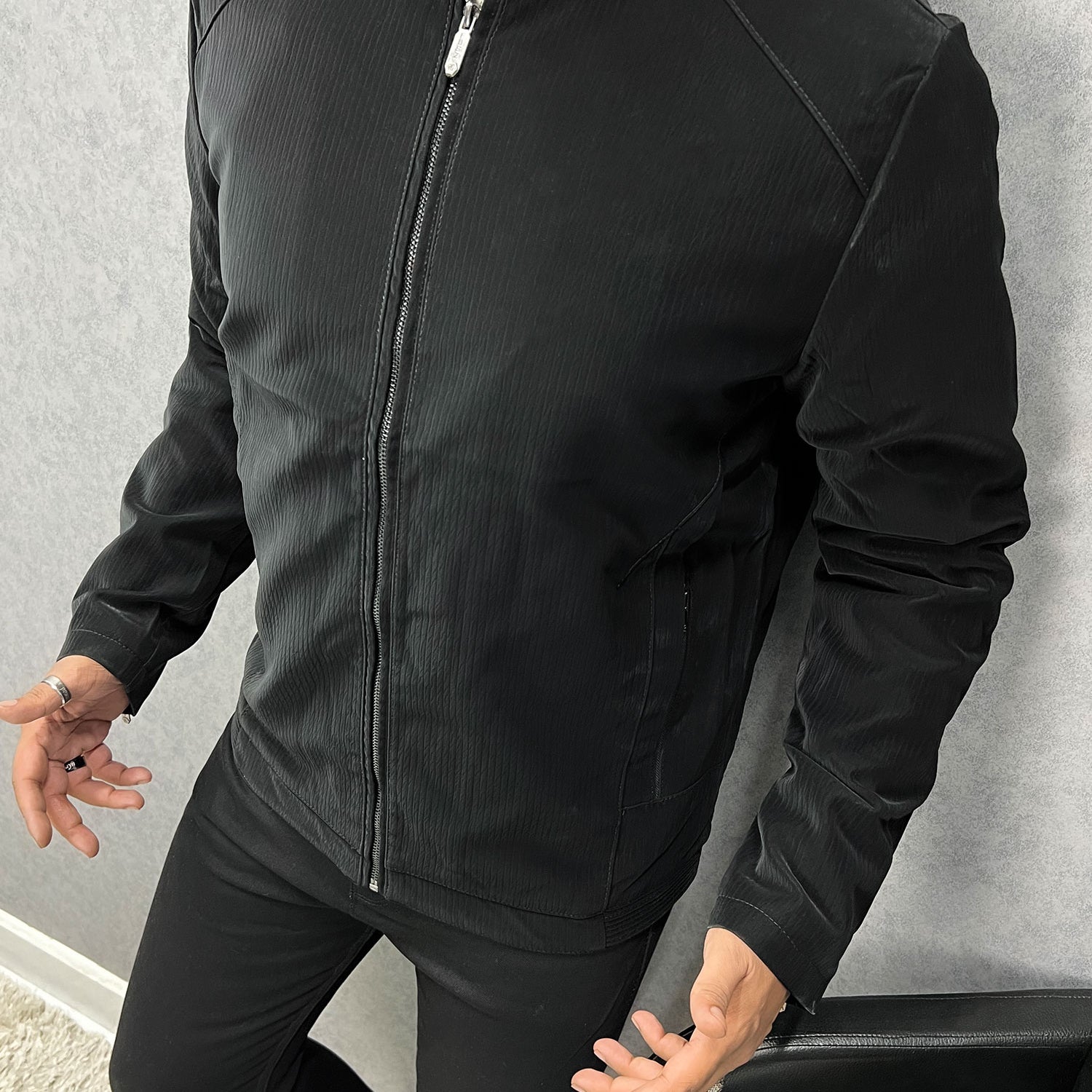 Elegant Plain Men's Imported Suede Leather Jacket