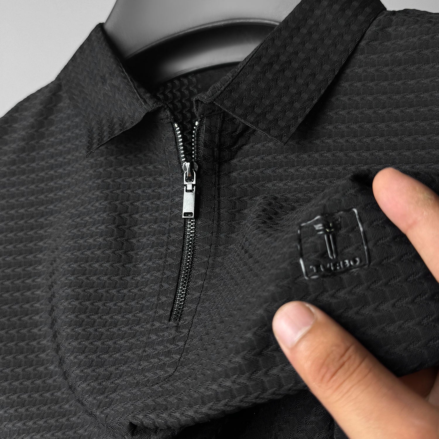 Turbo Elite Weave Textured Zipper Men's Polo Shirt