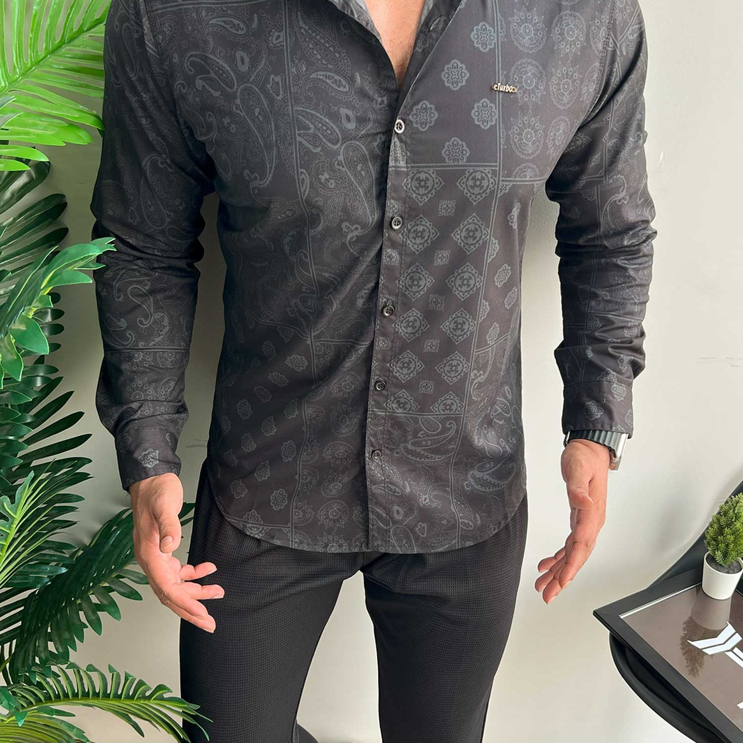Turbo Splash Printed Long Sleeve Cotton Casual Shirt