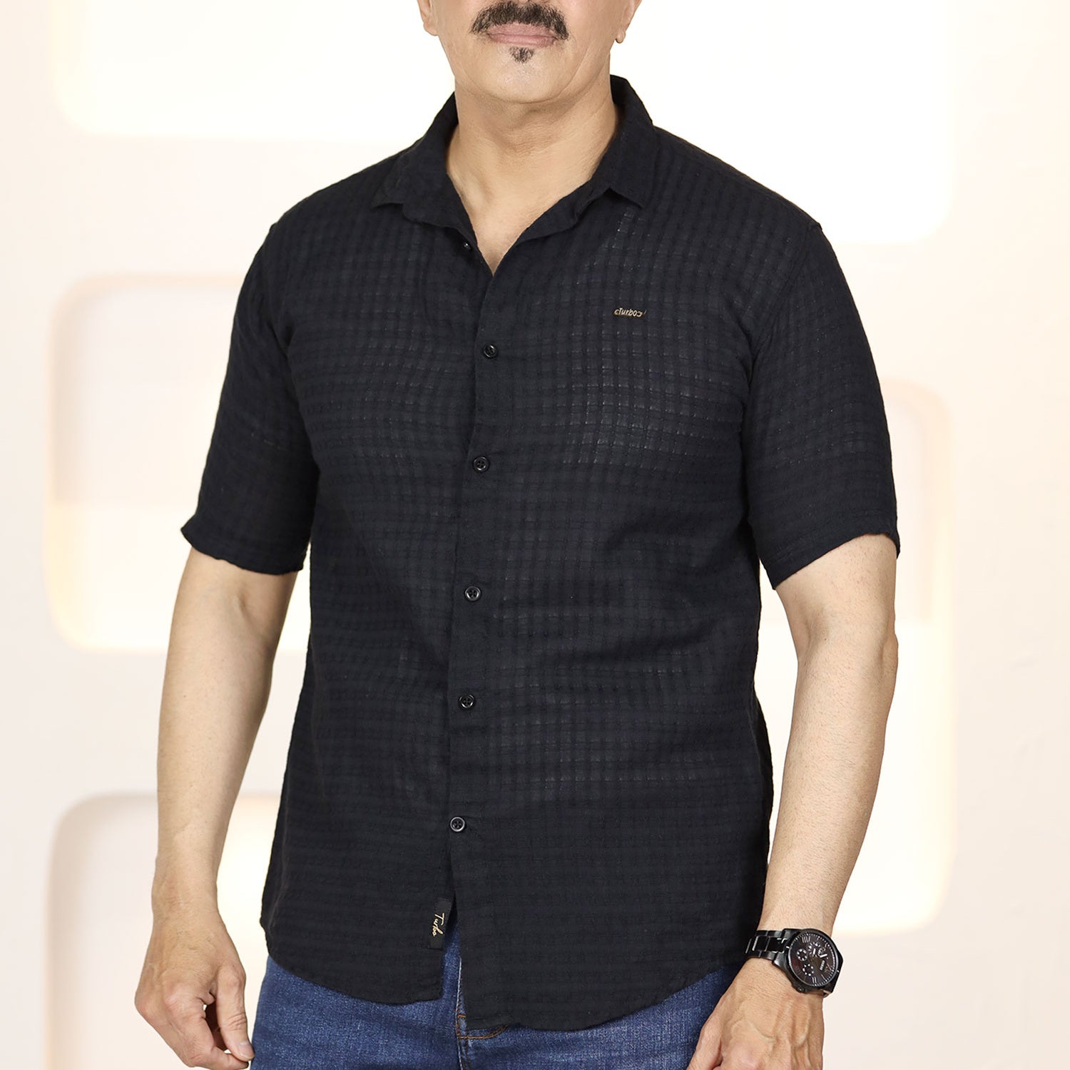 Turbo Designer Motif Embossed Casual Shirt