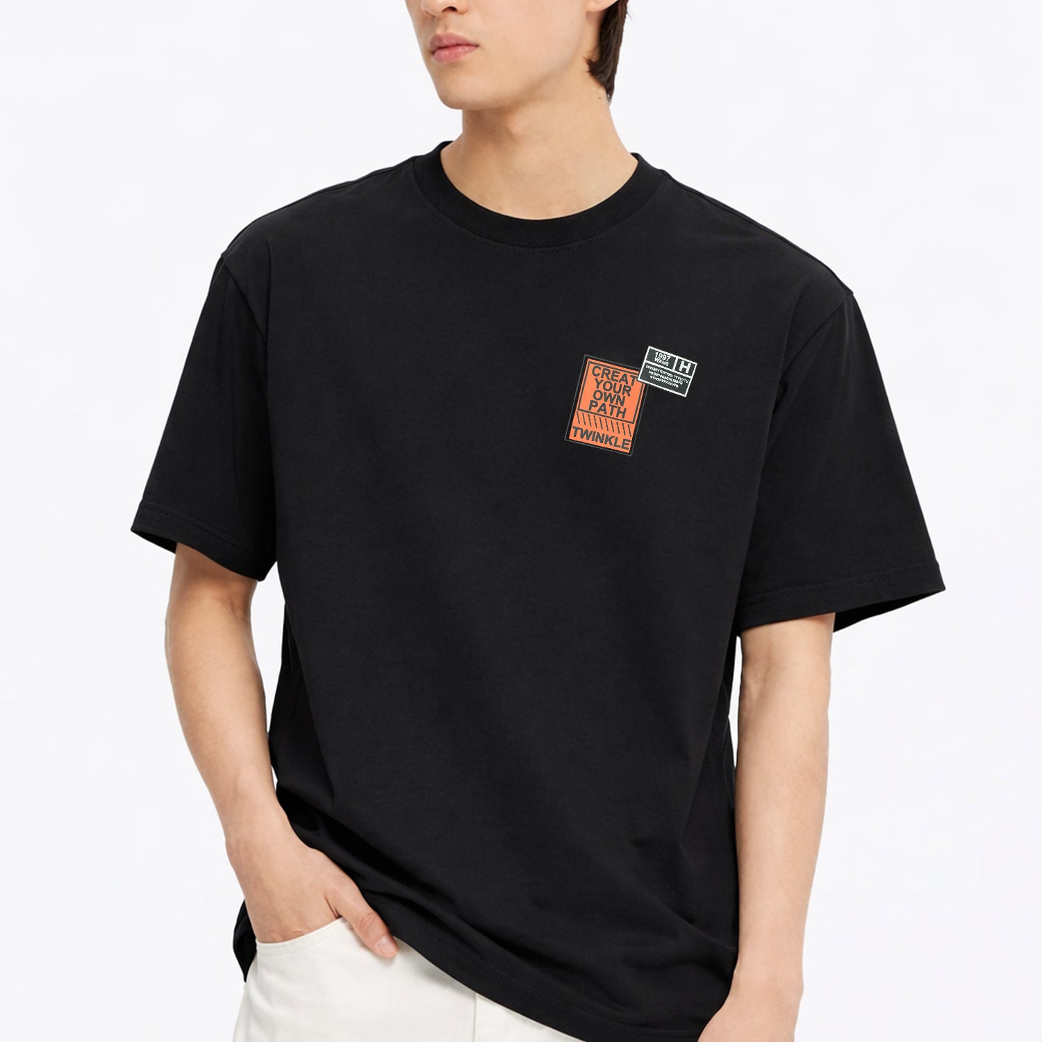 Mens Fashion Identity Round Neck Tee