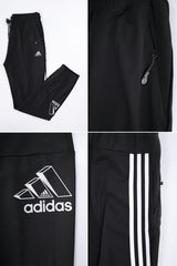Adds Skinny Seluar Track 3 Stripes Line Sportswear Trouser In Black