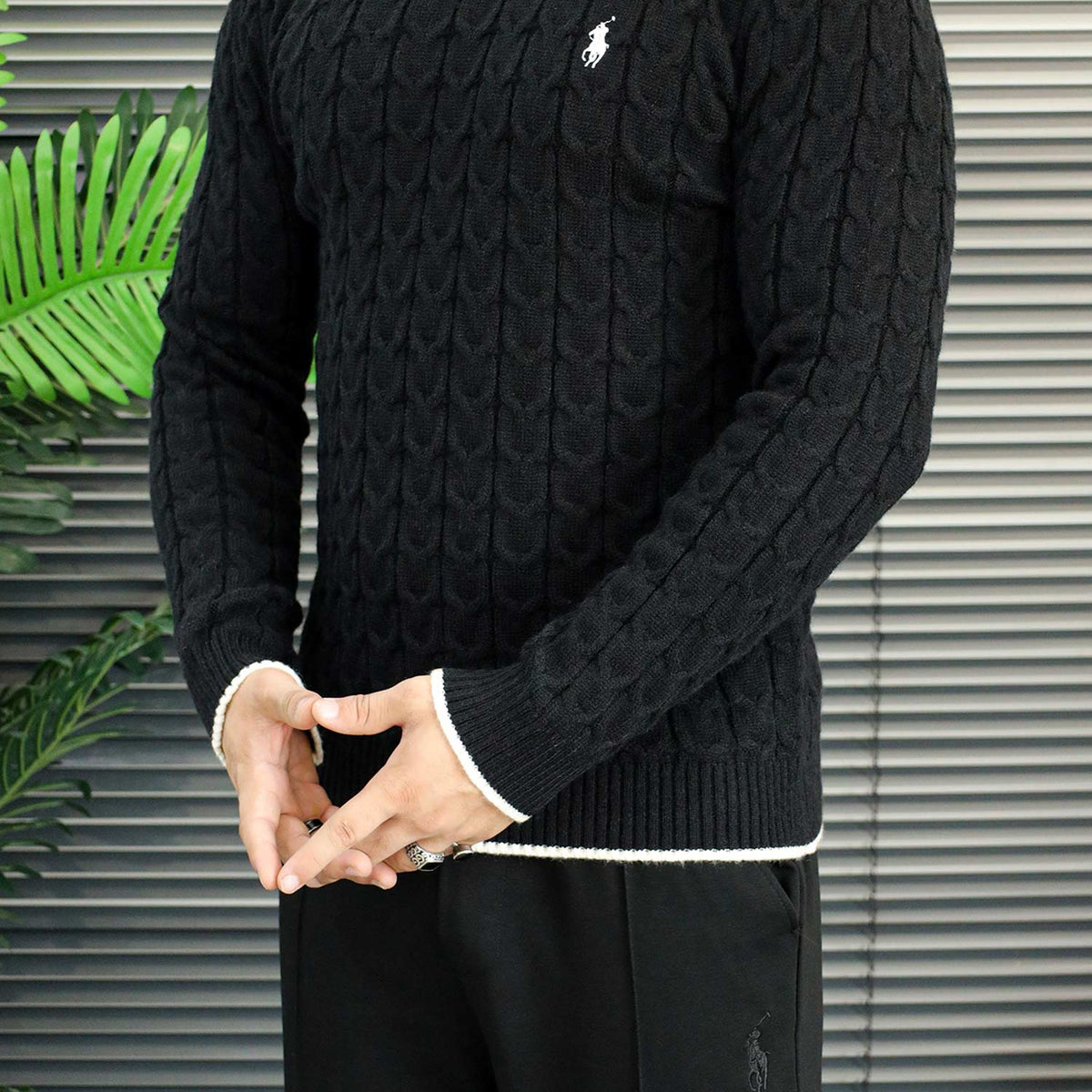 Polo Cashmere Blend Knit Imported Men's Sweater