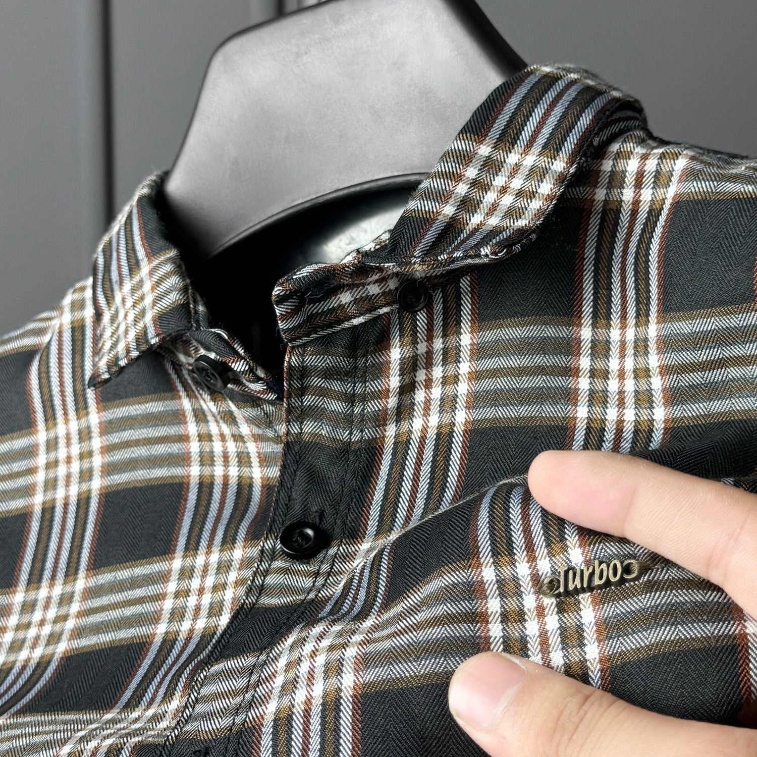 Turbo Tattersall Checkered Long Sleeve Cotton Casual Shirt