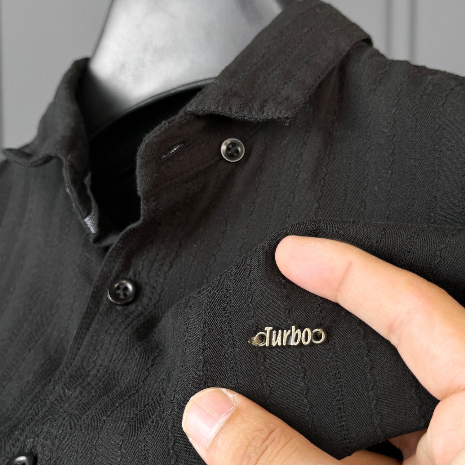 Turbo Billy Textured Knit Long Sleeve Cotton Casual Shirt