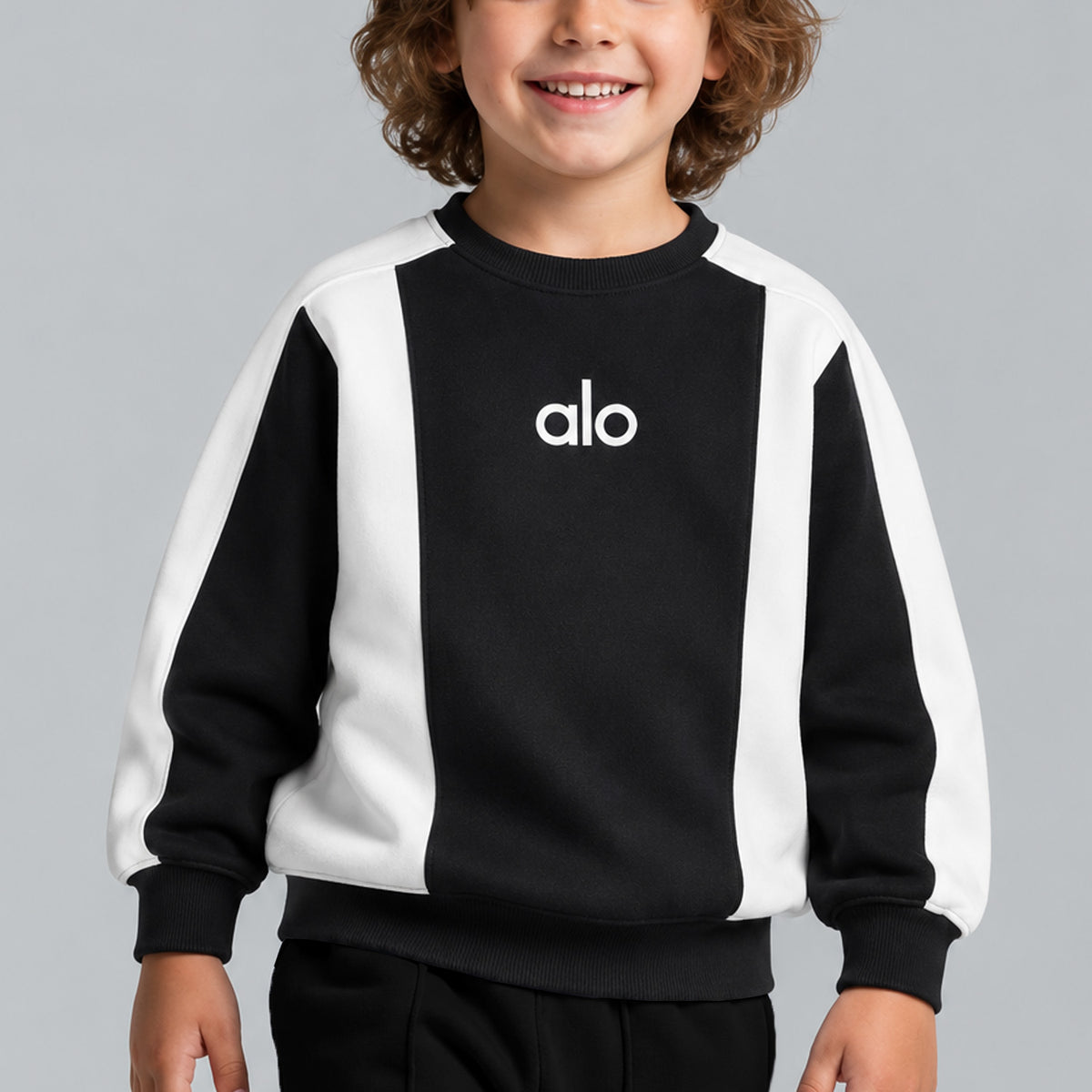 Alo Color-Block Quarter Round Neck Kid's Sweatshirt