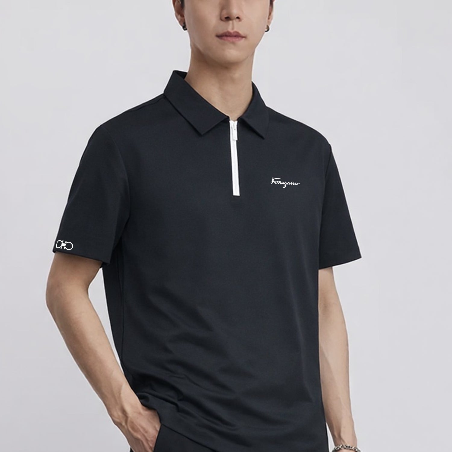 Fergmo Zipper Closure Style Men's Polo Shirt